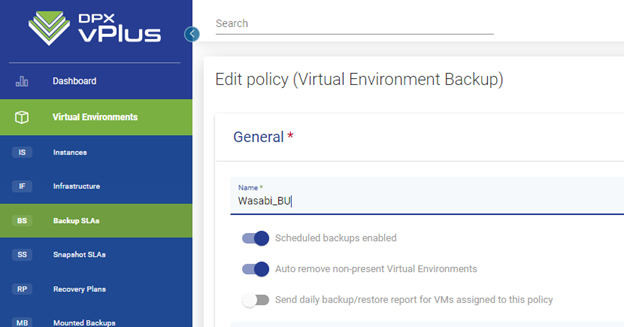 vplus backup policy