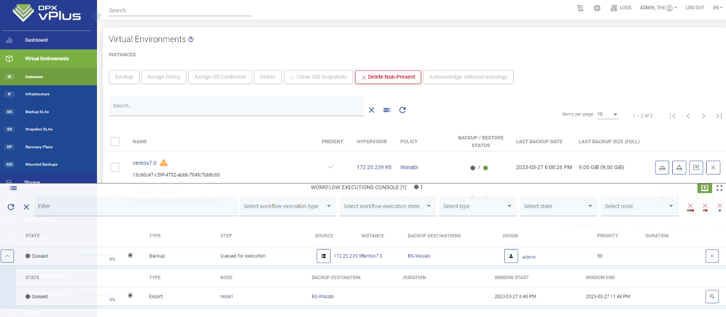 vplus backup status