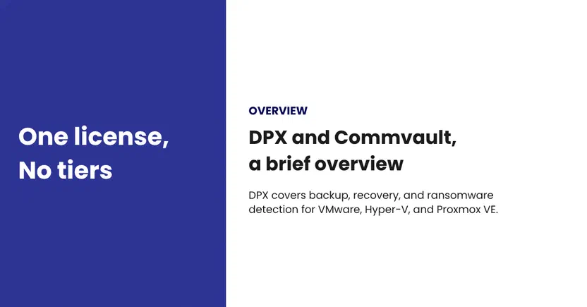 One license, no tiers: DPX and Commvault overview covering backup, recovery, and ransomware detection scope