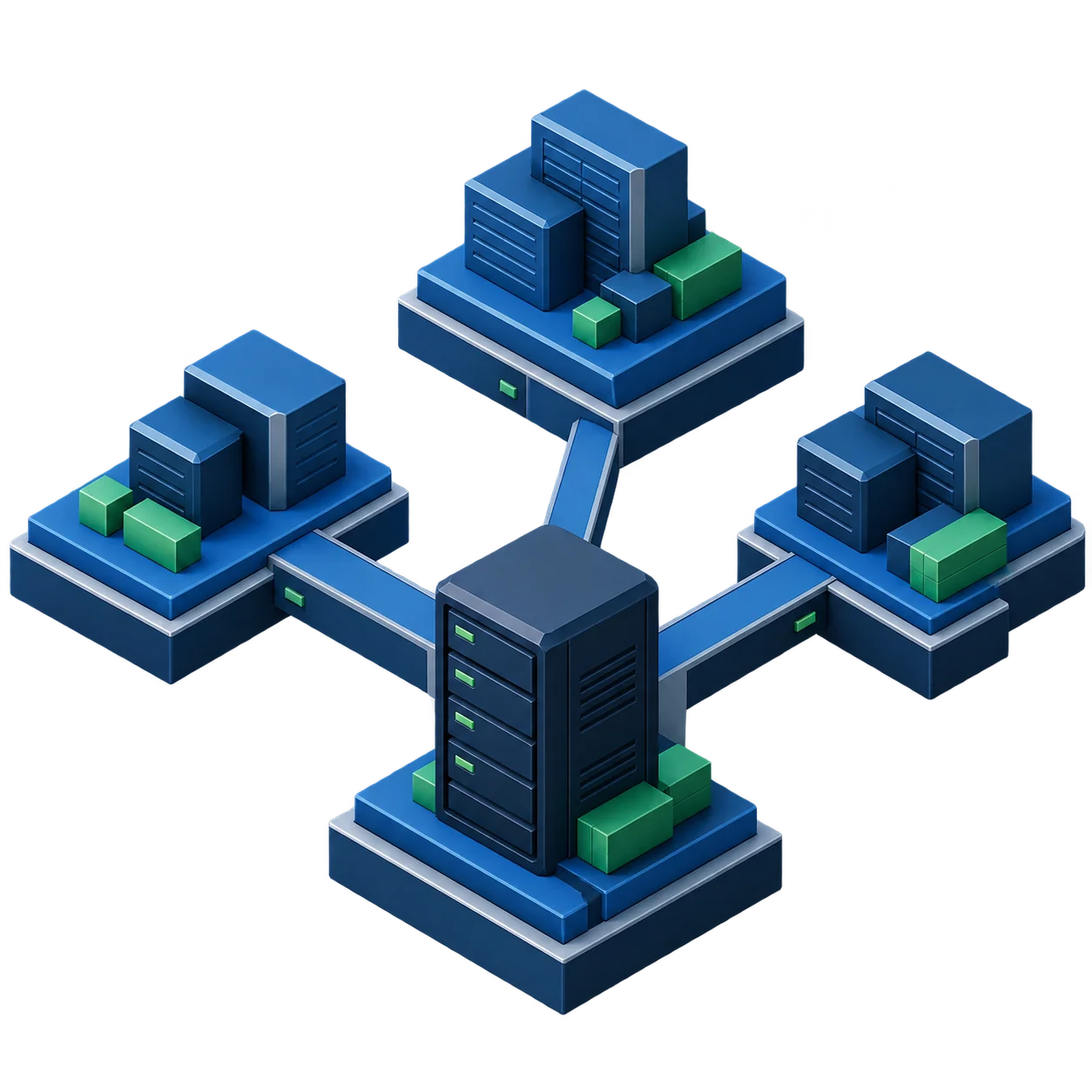 Ilustración de una infraestructura virtual conectada a un sistema central de backup