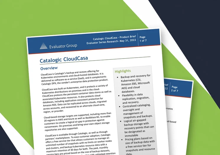 Evaluator Group - CloudCasa Backup-as-a-Service brief